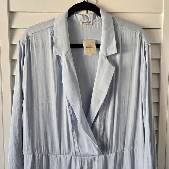 Intimately Free People Light Blue Long Sleeve Collared Loungewear Romper Size M - Picture 8 of 13